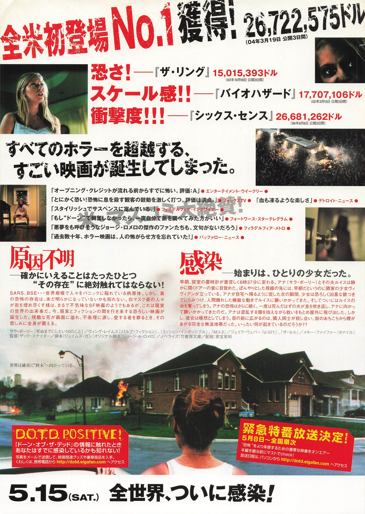 Chirashi Dawn of the Dead 2004 mini poster Japanese Movie Flyer B5 size Sarah Polley