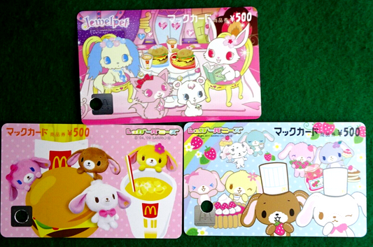 Sugar Bunny x 2 + Jewel pet MacDonald gift cards Used balance 0 from Japan lot 3