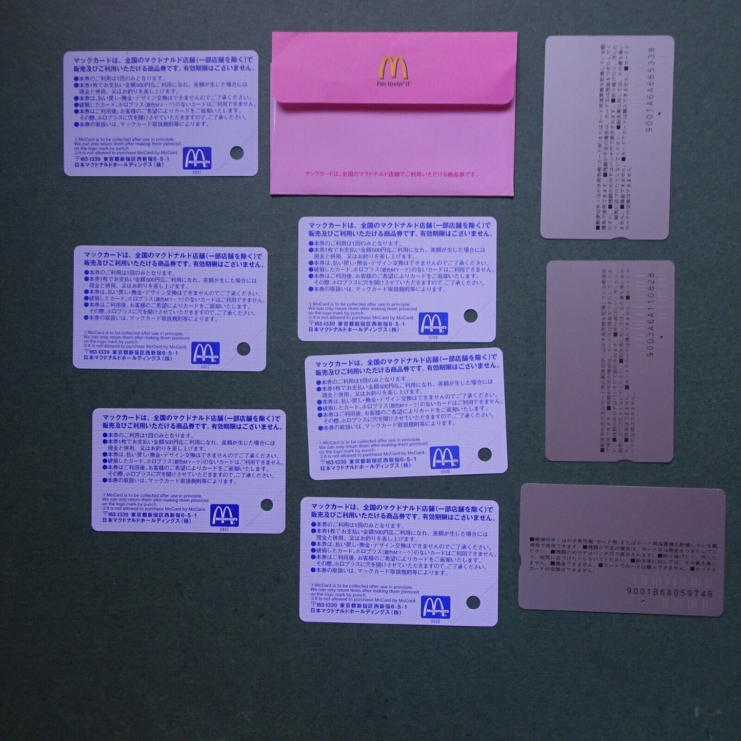 Hello Kitty MacDonald gift card x 6 Fumicard x 3 Pink Envelop Balance 0 Japan