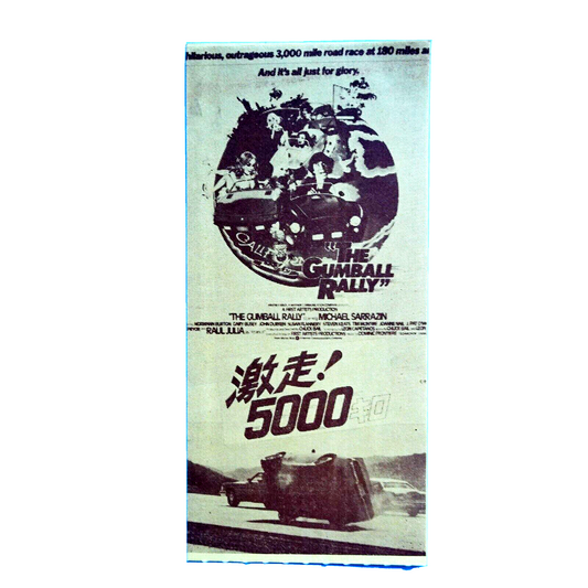 The Gumball Rally 1976 stub movie used paper ticket  Charles Bail  Michael Sarra