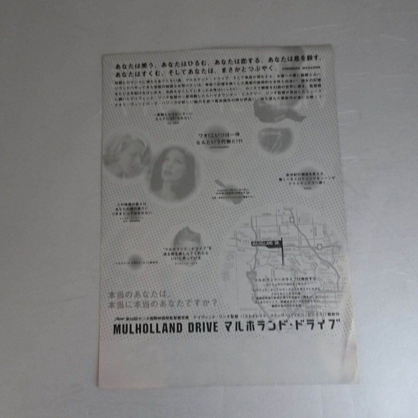 David Lynch MULHOLLAND DRIVE 2001 Movie Japanese Flyer Chirashi B5 54th Cannes