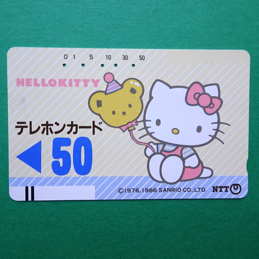 Hello kitty Balloon of a bear 1986 Sanrio phone card Used balance 0 NTT Japan