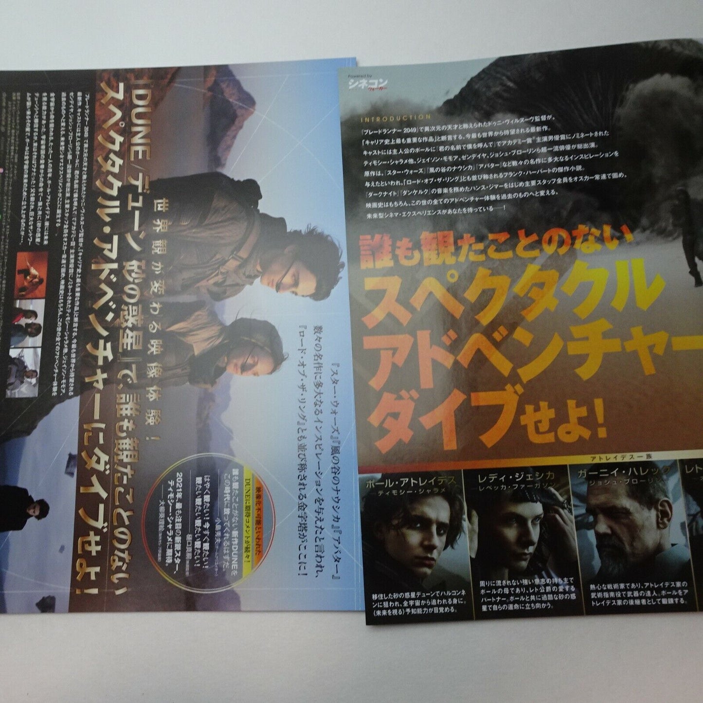 DUNE 2021 movie 2 type Japanese Chirashi Denis Villeneuve Timothee Chalamet Rebe