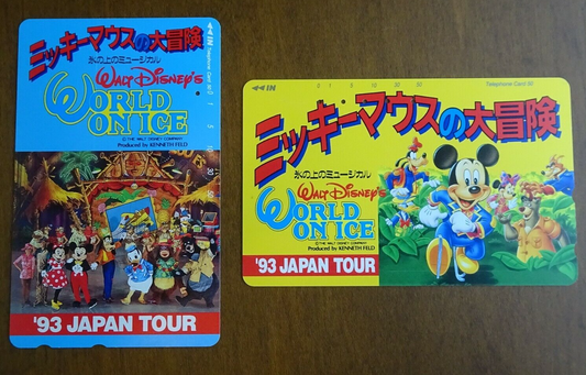 Mickey Mouse Disney world on ice 1993 Japan Tour Phone Card NTT Used set of 2