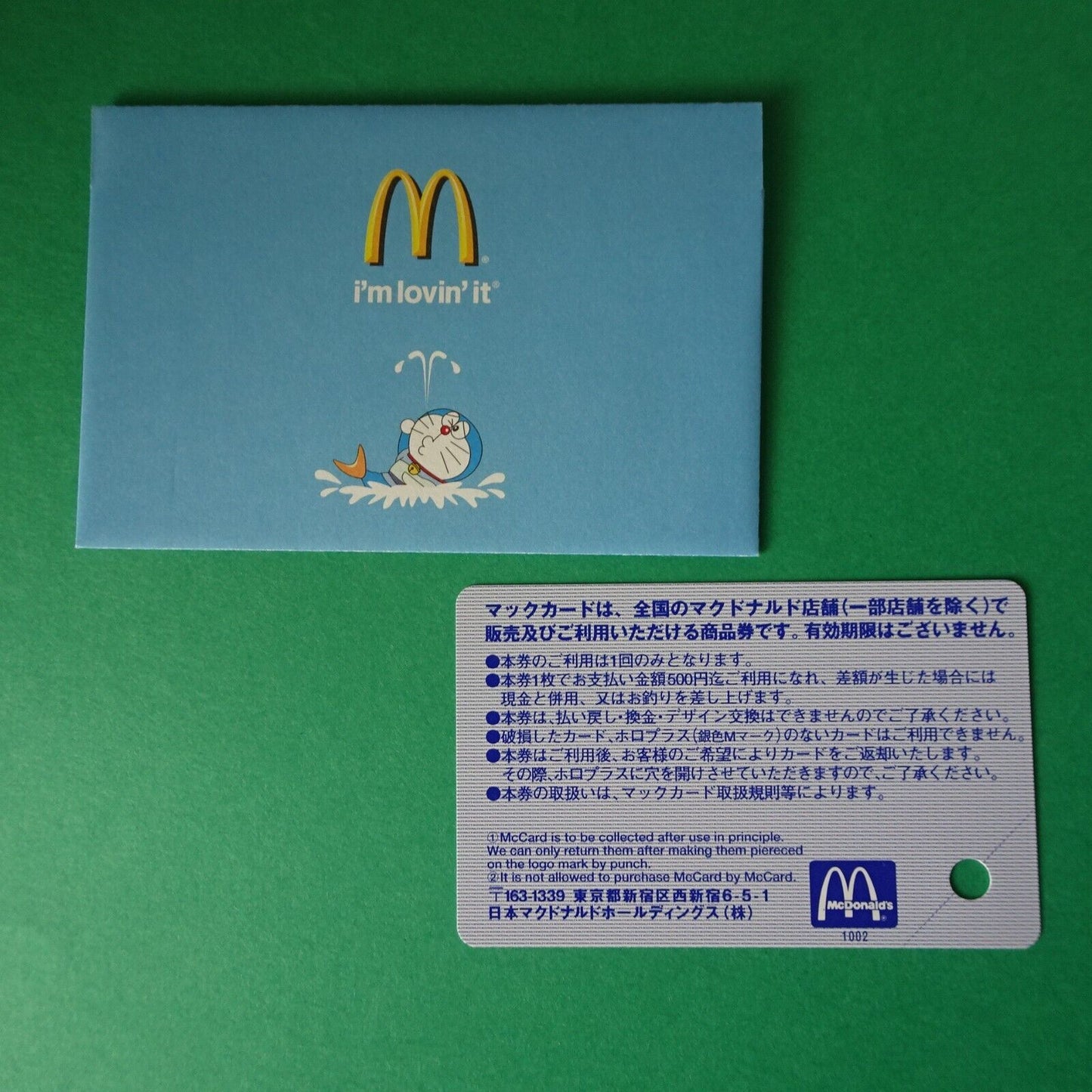 Doraemon 30th MacDonald gift card + original envelope Used balance 0 from Japan