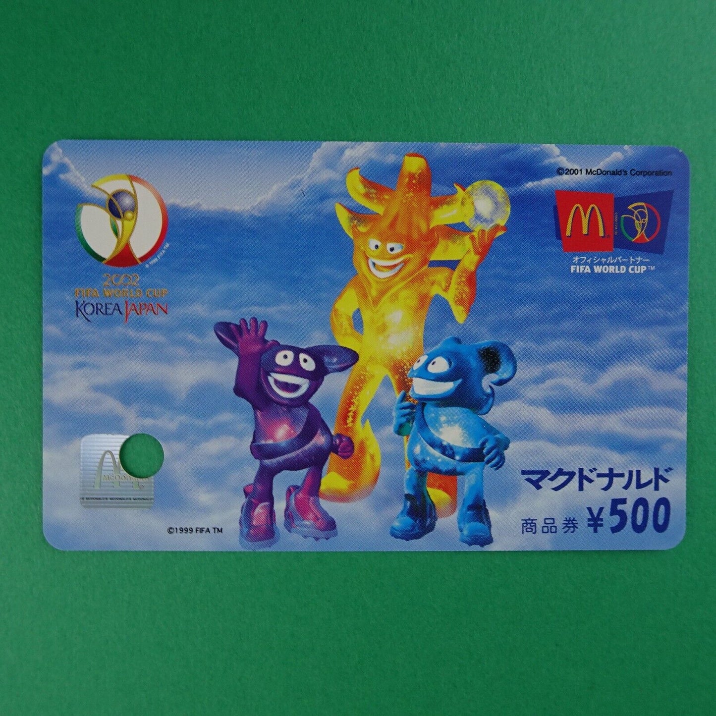 FIFA KOREA JAPAN WORLD CUP 2002 MacDonald gift card Used balance 0 1999 & red sl