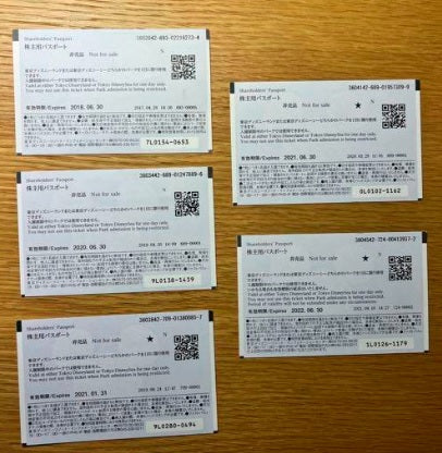 Tokyo Disney Resort 2018 - 2022 shareholders' Passport stub Disney used paper ticket Japanese lot of 5Fine