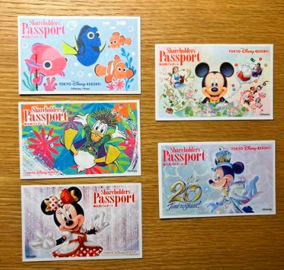 Tokyo Disney Resort 2018 - 2022 shareholders' Passport stub Disney used paper ticket Japanese lot of 5Fine