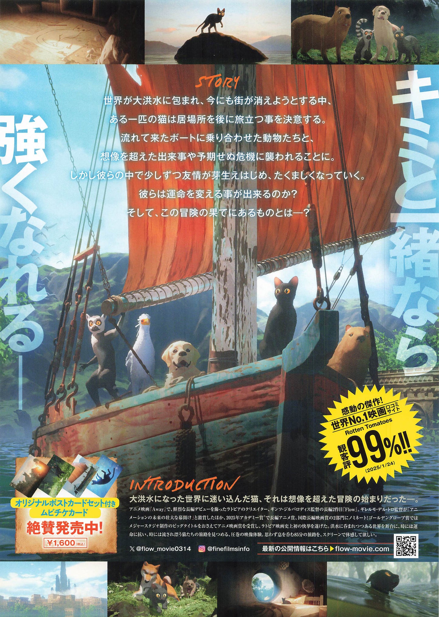 Flow anime 2024 movie Flyer B5 CHIRASHI mini poster Japanese both side collar