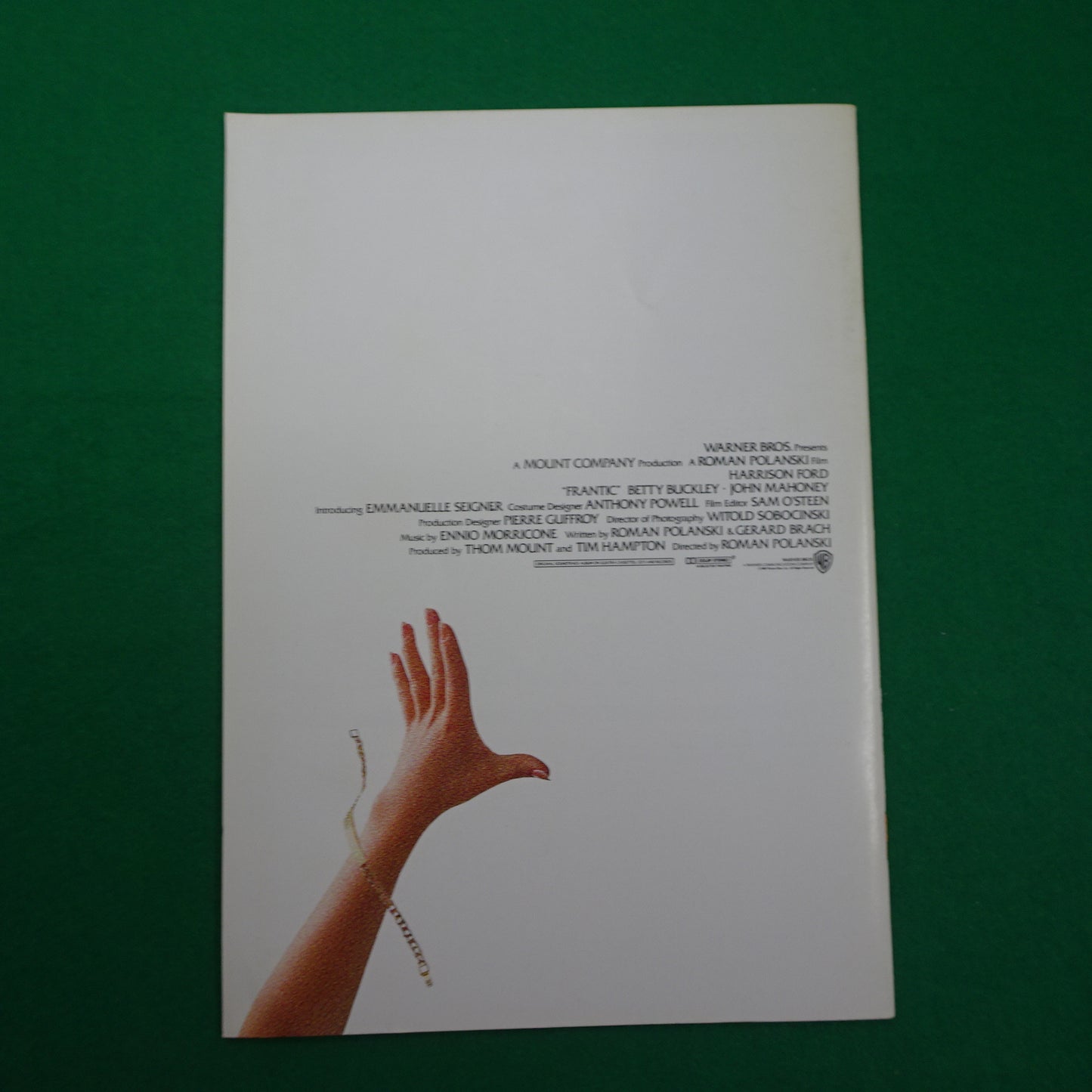 FRANTIC Japanese Souvenir Program 1988 Harrison Ford Roman Polanski A4 size Fine