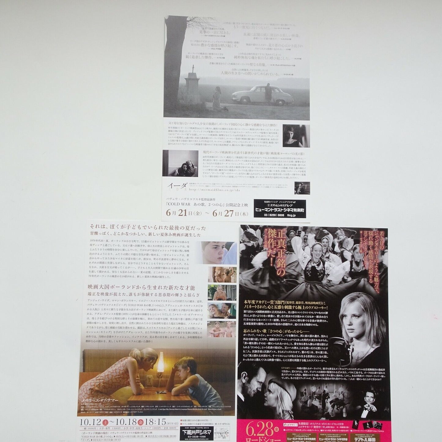 Polish Movie Japanese Flyer Chirashi set of ３ Ida Cold War Memories of Summer B5
