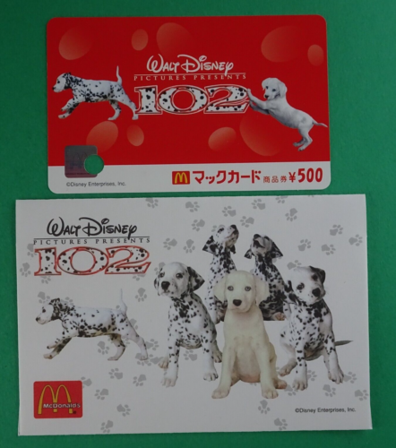MacDonald gift card 102 Dalmatians 2000 Disney Movie Used balance 0 & sleeve Jap